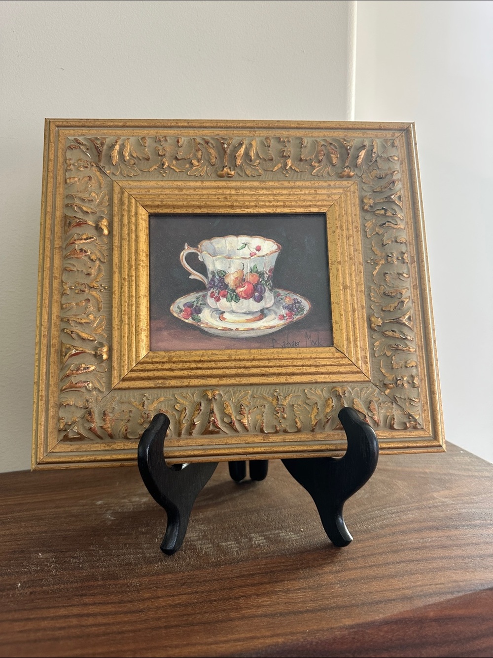 Chunky Ornate Framed Teacup Still Life Wall Art by Barbara Mock